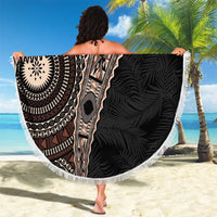 Fiji Traditional Masi Beach Blanket Tapa Art Palm Leaves Pattern