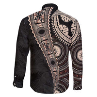 Fiji Traditional Masi Family Matching Summer Maxi Dress and Hawaiian Shirt Tapa Art Palm Leaves Pattern