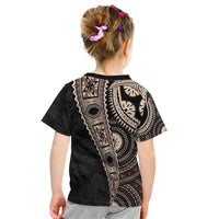 Fiji Traditional Masi Kid T Shirt Tapa Art Palm Leaves Pattern LT03 - Polynesian Pride