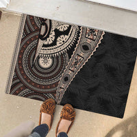 Fiji Traditional Masi Rubber Doormat Tapa Art Palm Leaves Pattern