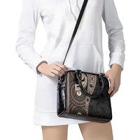 Fiji Traditional Masi Shoulder Handbag Tapa Art Palm Leaves Pattern