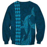 Aloha Hawaii Whale Kakau and Polynesian Tattoo Sweatshirt Light Blue Color