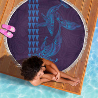 Aloha Hawaii Whale Kakau and Polynesian Tattoo Beach Blanket Purple Color