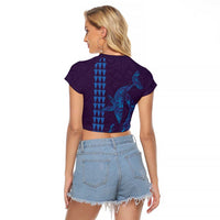 Aloha Hawaii Whale Kakau and Polynesian Tattoo Raglan Cropped T Shirt Purple Color LT03 - Polynesian Pride