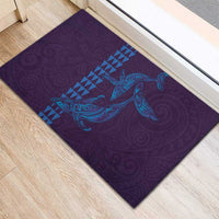 Aloha Hawaii Whale Kakau and Polynesian Tattoo Rubber Doormat Purple Color