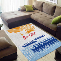 Personalised Hawaiki Nui Va'a French Polynesian Pattern Area Rug White Color