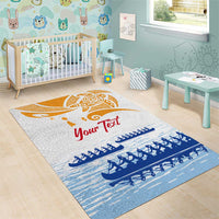 Personalised Hawaiki Nui Va'a French Polynesian Pattern Area Rug White Color