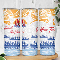 Personalised Hawaiki Nui Va'a French Polynesian Pattern Skinny Tumbler White Color