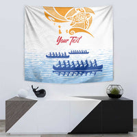 Personalised Hawaiki Nui Va'a French Polynesian Pattern Tapestry White Color