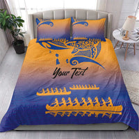Personalised Hawaiki Nui Va'a French Polynesian Pattern Bedding Set Sunset Color LT03 - Polynesian Pride
