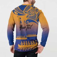 Personalised Hawaiki Nui Va'a French Polynesian Pattern Button Sweatshirt Sunset Color LT03 - Polynesian Pride