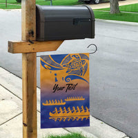 Personalised Hawaiki Nui Va'a French Polynesian Pattern Garden Flag Sunset Color