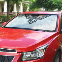 Rugby Fiji Auto Sun Shade Fijian Masi Tribal Sporty Style White Color - Polynesian Pride