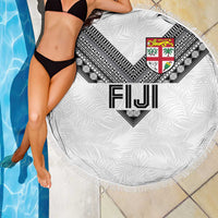 Rugby Fiji Beach Blanket Fijian Masi Tribal Sporty Style White Color - Polynesian Pride