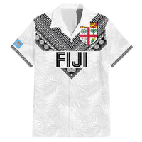 Custom Rugby Fiji Family Matching Short Sleeve Bodycon Dress and Hawaiian Shirt Fijian Masi Tribal Sporty Style White Color - Polynesian Pride