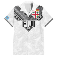 Custom Rugby Fiji Family Matching Tank Maxi Dress and Hawaiian Shirt Fijian Masi Tribal Sporty Style White Color - Polynesian Pride