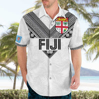 Custom Rugby Fiji Hawaiian Shirt Fijian Masi Tribal Sporty Style White Color - Polynesian Pride