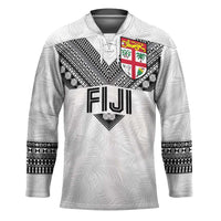 Custom Rugby Fiji Hockey Jersey Fijian Masi Tribal Sporty Style White Color LT03 Unisex White - Polynesian Pride