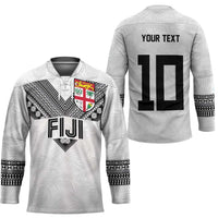 Custom Rugby Fiji Hockey Jersey Fijian Masi Tribal Sporty Style White Color LT03 - Polynesian Pride