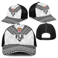 Rugby Fiji Mesh Trucker Cap Fijian Masi Tribal Sporty Style White Color LT03 - Polynesian Pride