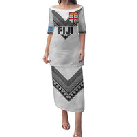 Custom Rugby Fiji Puletasi Fijian Masi Tribal Sporty Style White Color - Polynesian Pride