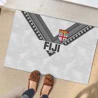 Rugby Fiji Rubber Doormat Fijian Masi Tribal Sporty Style White Color - Polynesian Pride