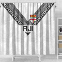 Rugby Fiji Shower Curtain Fijian Masi Tribal Sporty Style White Color - Polynesian Pride