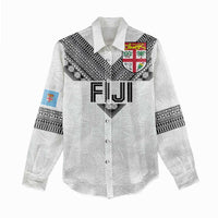 Custom Rugby Fiji Women Casual Shirt Fijian Masi Tribal Sporty Style White Color - Polynesian Pride