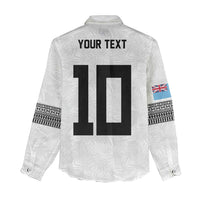 Custom Rugby Fiji Women Casual Shirt Fijian Masi Tribal Sporty Style White Color - Polynesian Pride