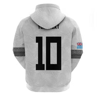 Custom Rugby Fiji Zip Hoodie Fijian Masi Tribal Sporty Style White Color - Polynesian Pride