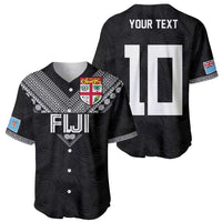 Custom Rugby Fiji Baseball Jersey Fijian Masi Tribal Sporty Style Black Color - Polynesian Pride