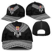 Rugby Fiji Baseball Net Cap Fijian Masi Tribal Sporty Style Black Color LT03 - Polynesian Pride
