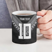 Custom Rugby Fiji Ceramic Mug Fijian Masi Tribal Sporty Style Black Color - Polynesian Pride