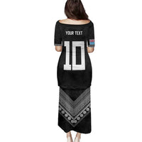 Custom Rugby Fiji Family Matching Puletasi and Hawaiian Shirt Fijian Masi Tribal Sporty Style Black Color - Polynesian Pride