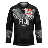 Custom Rugby Fiji Hockey Jersey Fijian Masi Tribal Sporty Style Black Color LT03 Unisex Black - Polynesian Pride