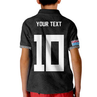 Custom Rugby Fiji Kid Polo Shirt Fijian Masi Tribal Sporty Style Black Color - Polynesian Pride