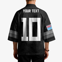 Custom Rugby Fiji Kimono Fijian Masi Tribal Sporty Style Black Color - Polynesian Pride