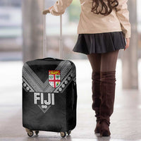 Rugby Fiji Luggage Cover Fijian Masi Tribal Sporty Style Black Color - Polynesian Pride