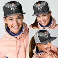 Rugby Fiji Mesh Trucker Cap Fijian Masi Tribal Sporty Style Black Color LT03 - Polynesian Pride