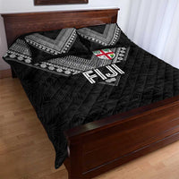 Rugby Fiji Quilt Bed Set Fijian Masi Tribal Sporty Style Black Color - Polynesian Pride