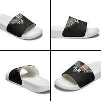 Rugby Fiji Slide Sandals Fijian Masi Tribal Sporty Style Black Color - Polynesian Pride
