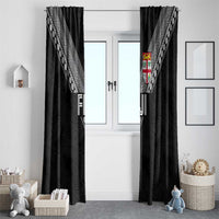 Rugby Fiji Window Curtain Fijian Masi Tribal Sporty Style Black Color - Polynesian Pride