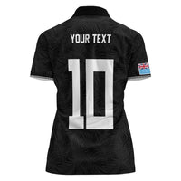 Custom Rugby Fiji Women Polo Shirt Fijian Masi Tribal Sporty Style Black Color - Polynesian Pride
