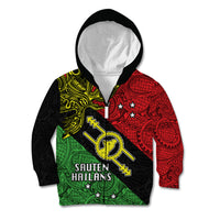 Papua New Guinea Southern Highlands Province Kid Hoodie PNG Birds Of Paradise Polynesian Arty Style LT03 Zip Hoodie Black - Polynesian Pride