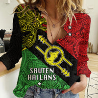 Papua New Guinea Southern Highlands Province Women Casual Shirt PNG Birds Of Paradise Polynesian Arty Style LT03 Female Black - Polynesian Pride
