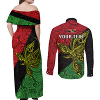 Personalised Papua New Guinea Southern Highlands Province Couples Matching Off Shoulder Maxi Dress and Long Sleeve Button Shirts PNG Birds Of Paradise Polynesian Arty Style LT03 - Polynesian Pride
