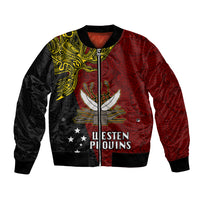 Papua New Guinea Western Province Bomber Jacket PNG Birds Of Paradise Polynesian Arty Style LT03 Unisex Red - Polynesian Pride