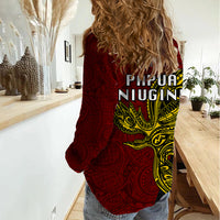 Papua New Guinea Western Province Women Casual Shirt PNG Birds Of Paradise Polynesian Arty Style LT03 - Polynesian Pride