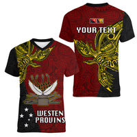 Personalised Papua New Guinea Western Province Women V Neck T Shirt PNG Birds Of Paradise Polynesian Arty Style LT03 - Polynesian Pride