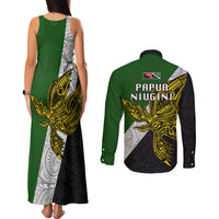 Papua New Guinea Western Highlands Province Couples Matching Tank Maxi Dress and Long Sleeve Button Shirts PNG Birds Of Paradise Polynesian Arty Style LT03 - Polynesian Pride